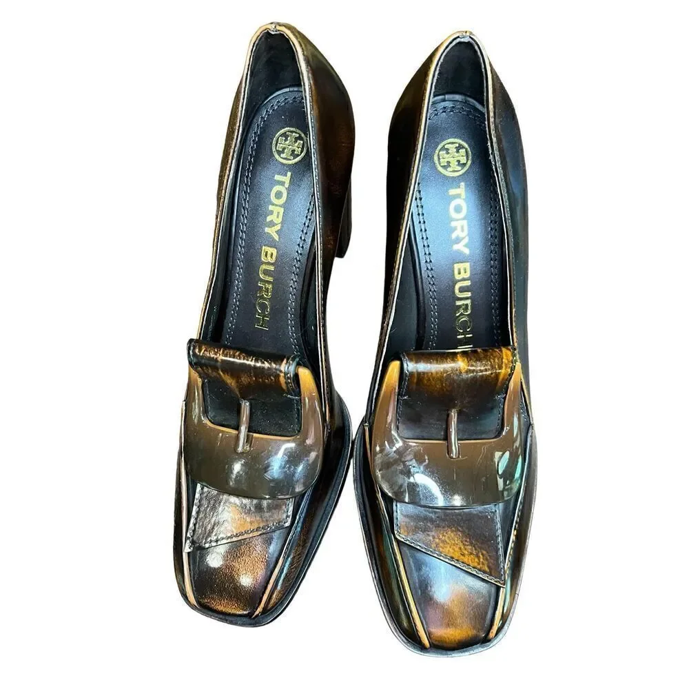 Tory Burch BUCKLE HEEL LOAFER in Brown NWOB Size 6 1/2